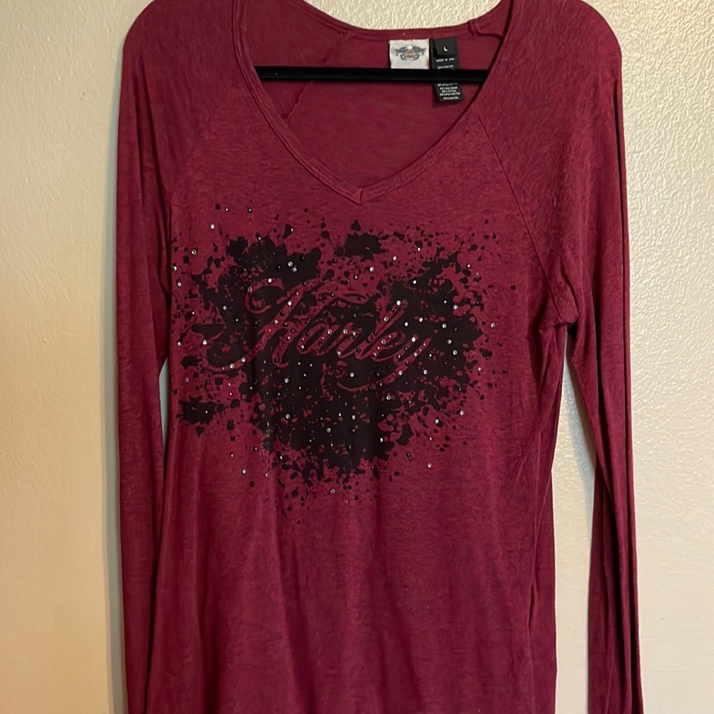 Ladies Harley Davidson long sleeve tee with bling.
